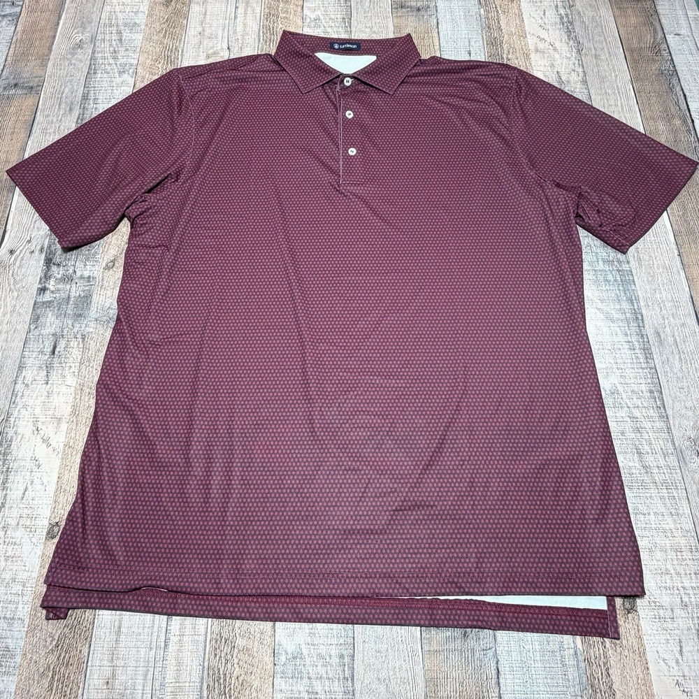 Turtleson Golf Polo Shirt Men's 2XL Red Blue Geometric Performance Stretch